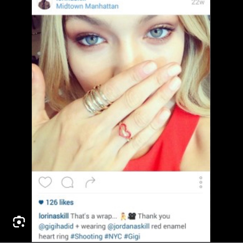 JORDAN ASKILL 18k gold red heart ring